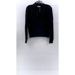 ALMINA CONCEPT Women's Black Split-Neck Long Sleeve Polo Pullover Sweater SZ M